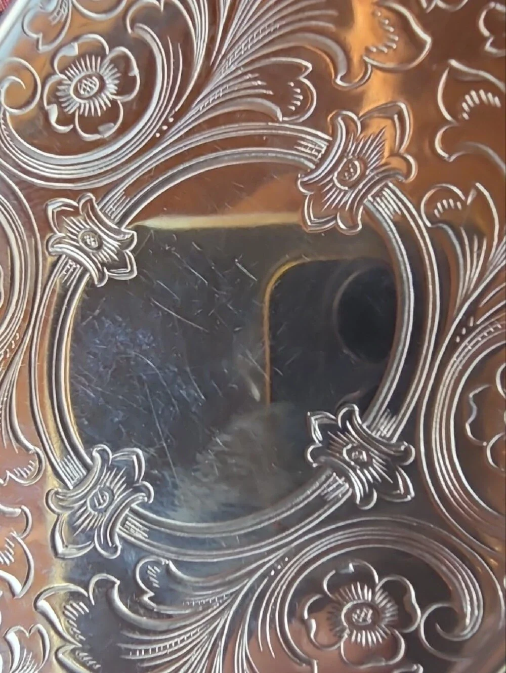 Vintage Embossed German  Silver Toned  Decorative Scrolled Card Case Snap Close